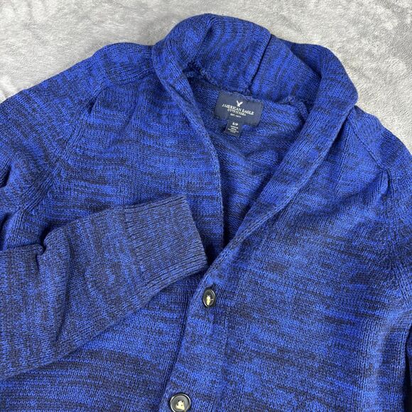 American Eagle Outfitters Sweater Mens Small Blue Shawl Collar Cardigan Marled - Picture 1 of 13
